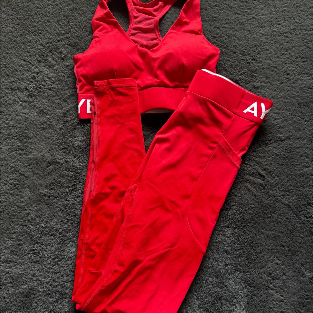 AYBL Red Leggings and Sports Bra Set